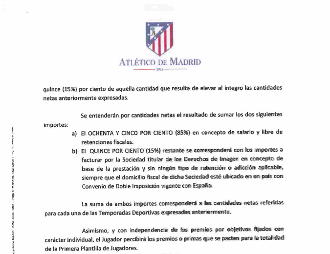Arda's contract showing 15 percent of his salary would go to an unnamed, untaxed image rights company (credit: EIC.network)