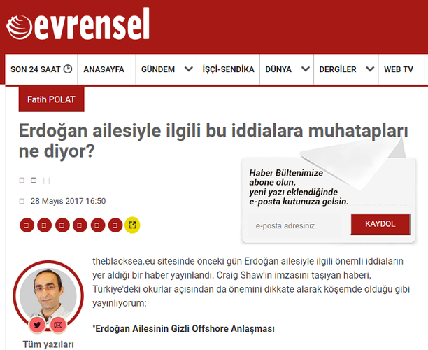 Evrensel Erdogan report page